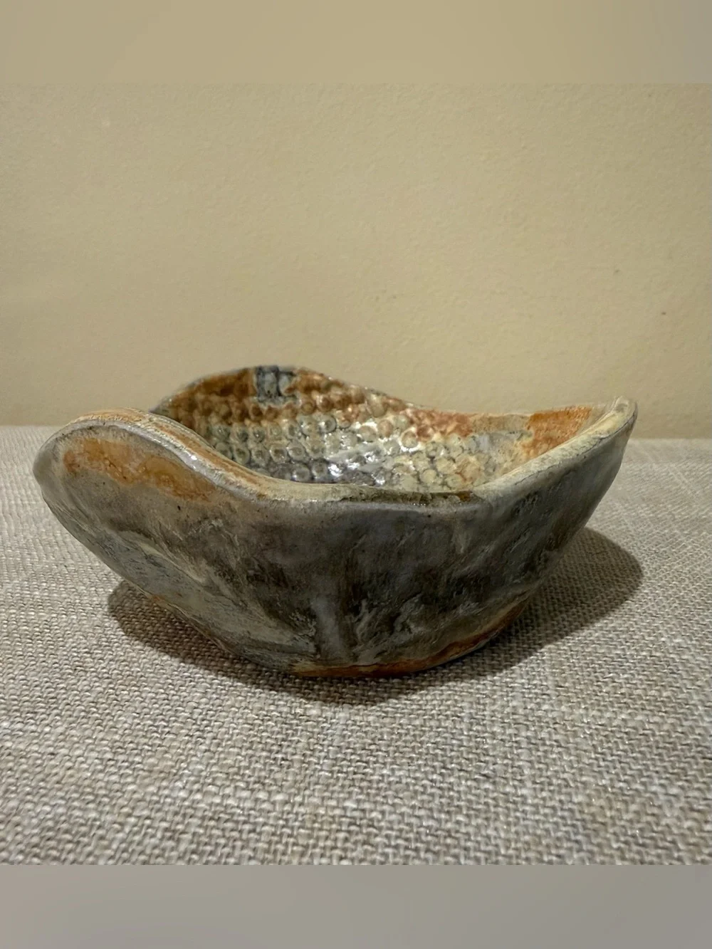 Vintage Gerrol Benigno Studio Pottery Wabi Sabi Textured Ceramic Bowl Signed